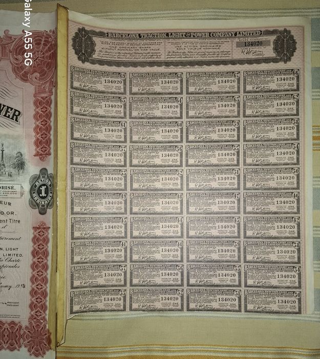 Título ao portador da Barcelona Traction, Light and Power.