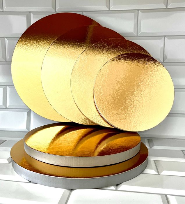 Podkład pod tort/ciasto ze styroduru, fi 24cm,BOX 10szt(ZŁOTY/SREBRNY)