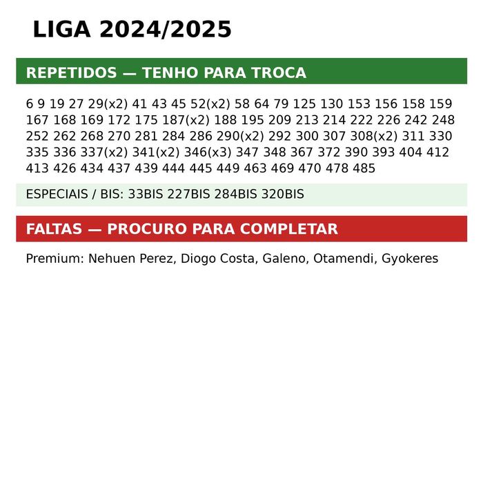 Cromos Futebol Panini Liga Portuguesa 2024/2025 e 2025/2026 e Mundial 2026