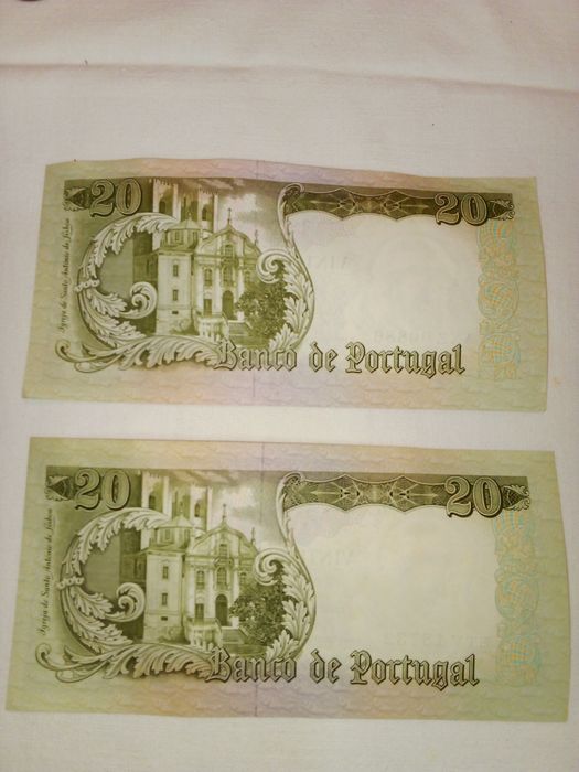 2 notas de 20 escudos