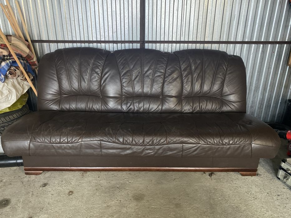 Komplet skórzany sofa + 2 fotele skóra drewnian naturalna wygodne oka