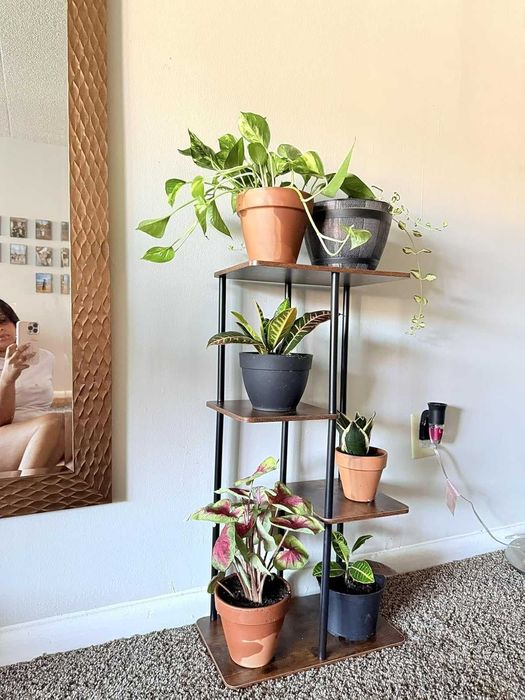 Kwietnik stojak na kwiaty drewniany narożny z 4 poziomami 78 cm