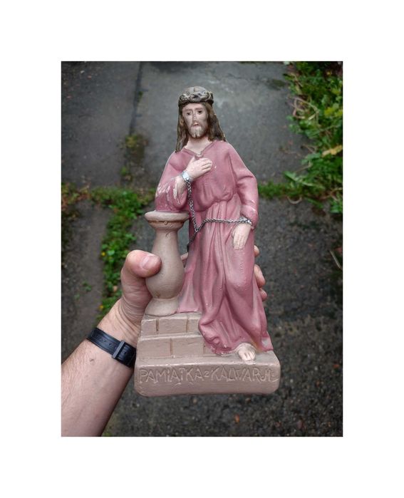 Stara  FIGURKA JEZUS - ŚWIĘTY - figura przedwojenna Kalwaria religijna