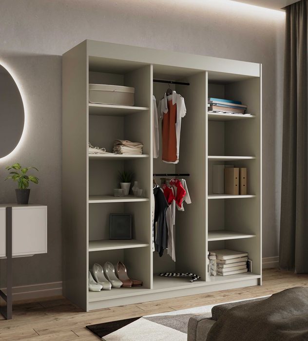 Szafa Przesuwna Garderoba z lustrem Kaszmir 180cm do Salonu i Sypialni