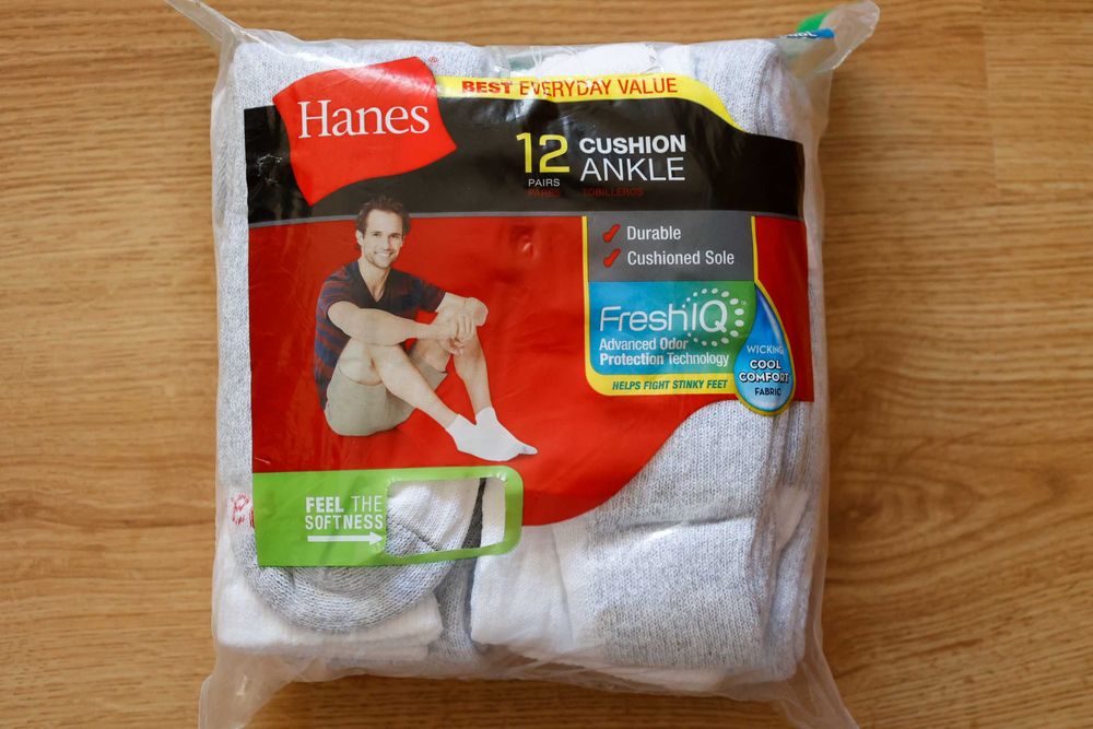 hanes skarpety męskie ankle 12-pak biale