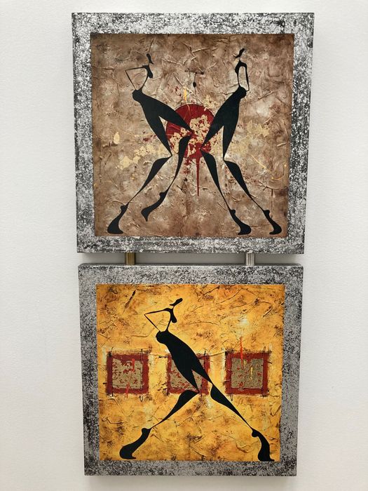 Etniczna, afrykańska dekoracja, podwójny obraz z galerii sztuki!