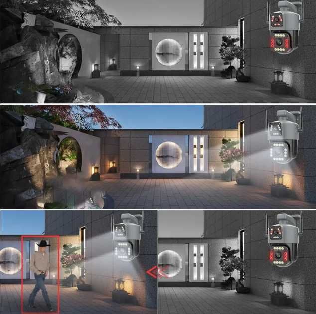 Универсальная камера вай фай видеонаблюдения IP 4K 8MP c 2 Объективами