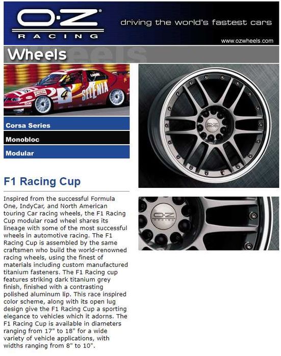 BMW VAG / Jantes 18 Bi-Partidas Originais OZ F1 Racing 5x112 / 5x120