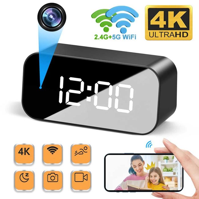 Kamera Szpiegowska w Zegarku Budziku Ukryta Full HD Wi-Fi Podgląd na Żywo Tuya zdalne dyskretne monitorowanie