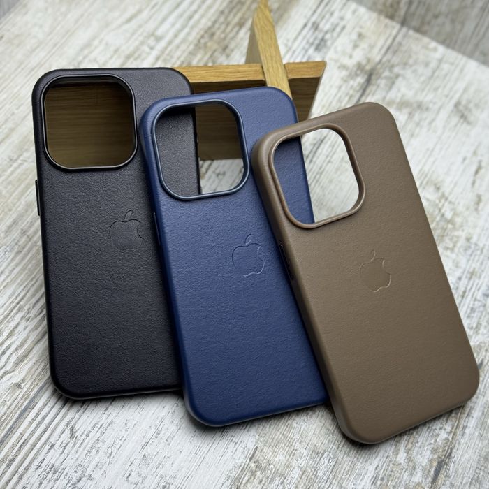Чехол кожа Leather Case MagSafe на iPhone 15 Pro/ 15 Pro Max/ 16 Pro. Чохол