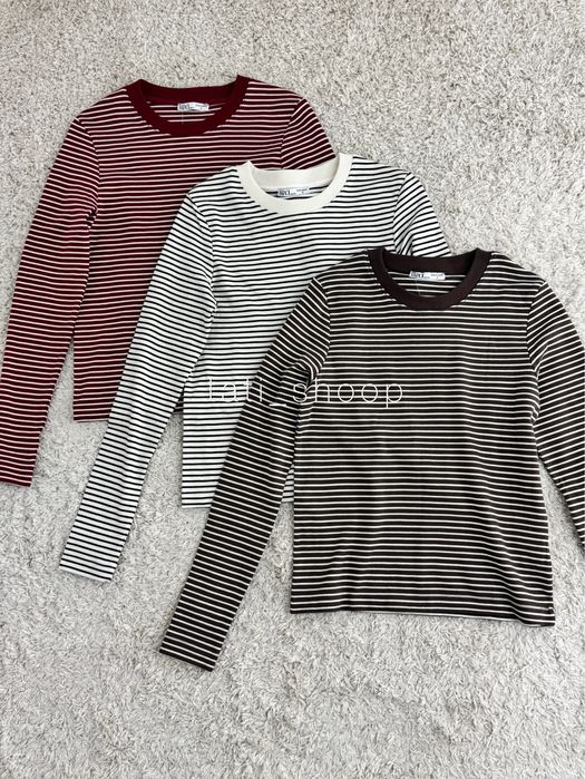 Лонгслів кофтинка у смужку зара zara
