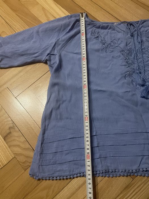 Piękna niebieska bluzka 42 XL z wiskozy nowa bez metki wiosna lato