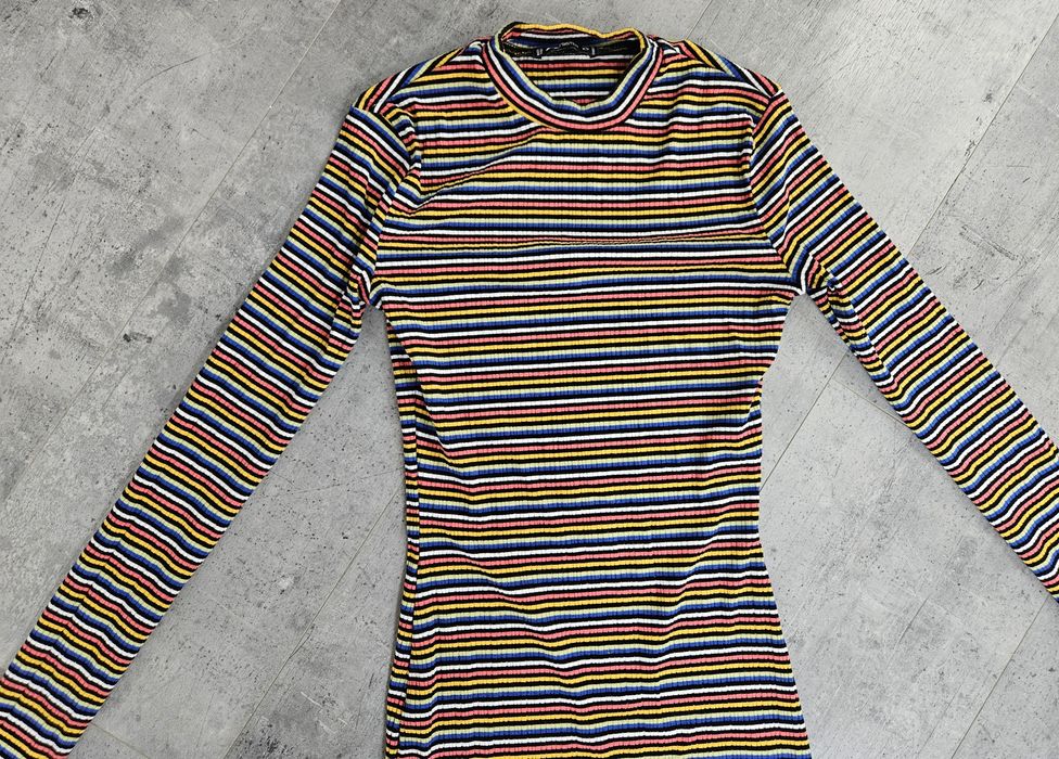 Sukienka tuba obcisła XS w paski kolorowa fishbone