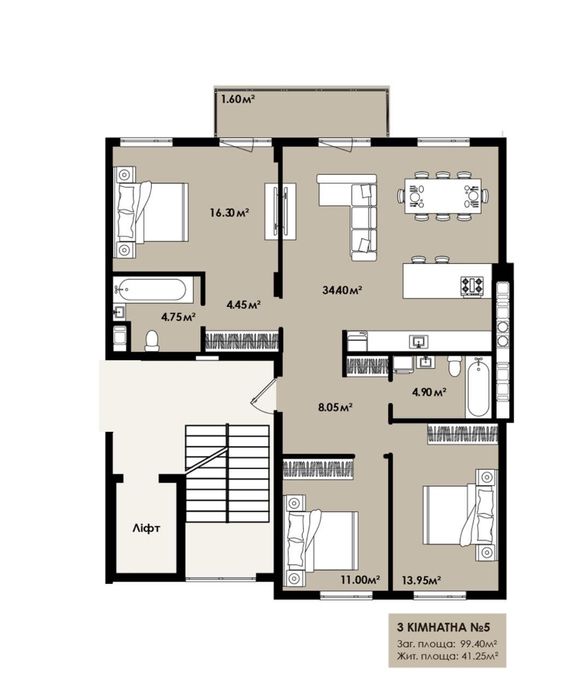 3-rooms apartment apartment by the address st. Staroznesenska ul (area 99,4 m²) - Atlanta.ua - photo 11