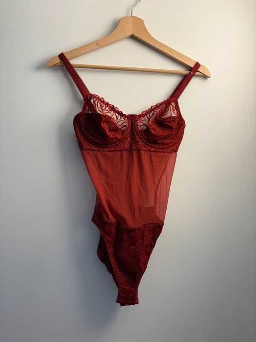 Body damskie FELINA | koronka | burgundowe | S/M