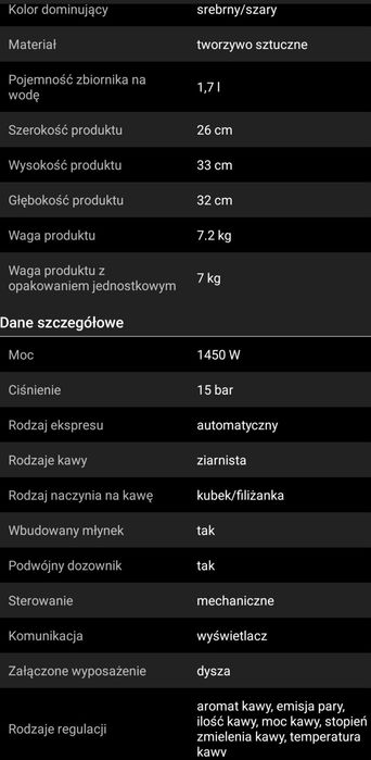 Ekspres ciśnieniowy do kawy Krups EA810B70 Grey