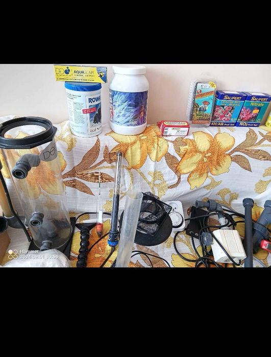 Zestaw pod akwarium morskie (akwarium sump szafka dębowa stelaż i inne