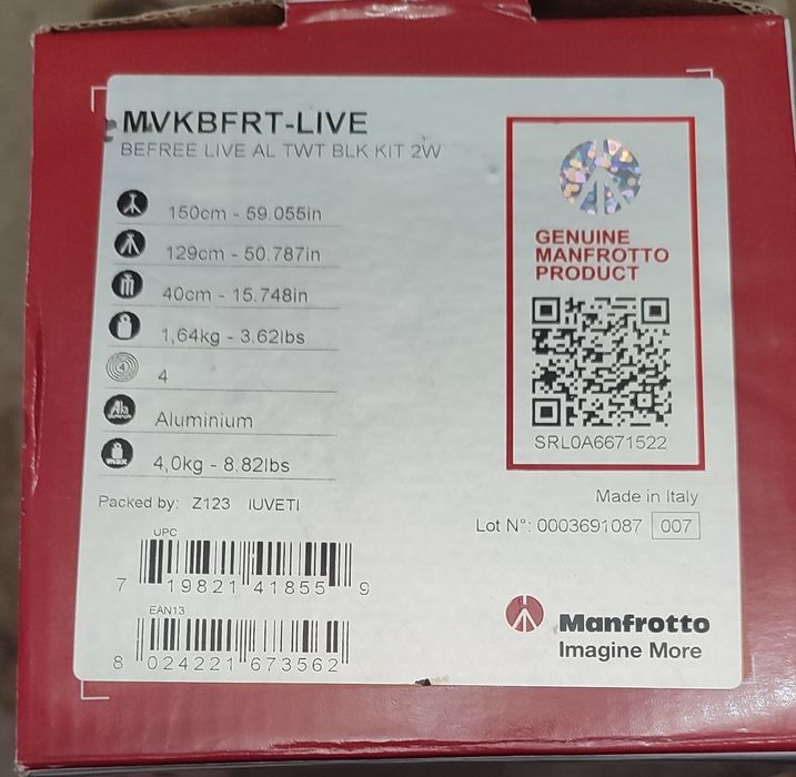 Штатив Manfrotto BeFree Live MVKBFRT-LIVE