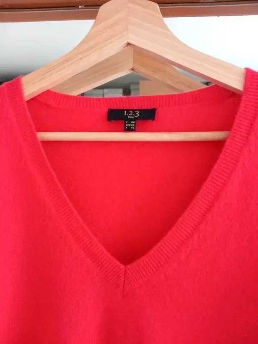 123Paris kaszmirowy sweter różowy malinowy pure cashmere L/XL