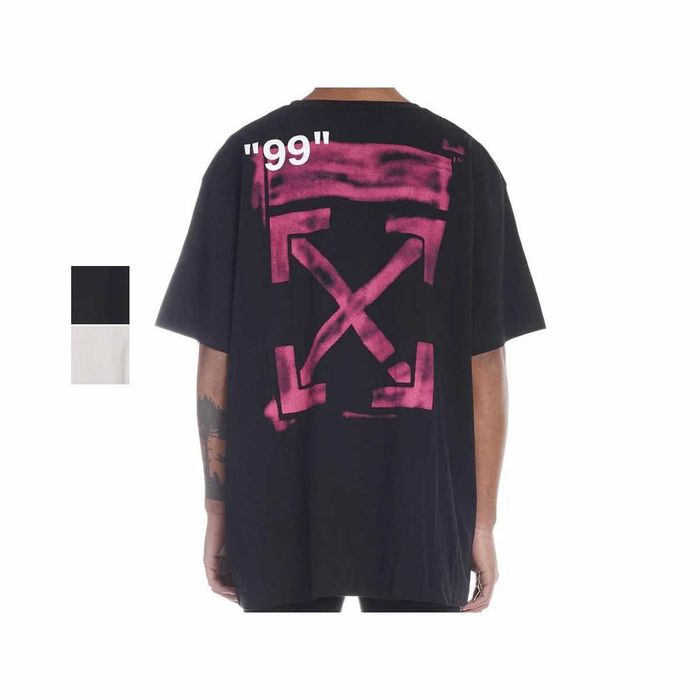 Футболка Off-White Pink Impressionism Stencil Arrows Oversized T-Shirt Black \ White