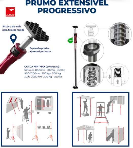 Prumo/ Escora/ Pilar Extensível Progressivo até 3m JL20