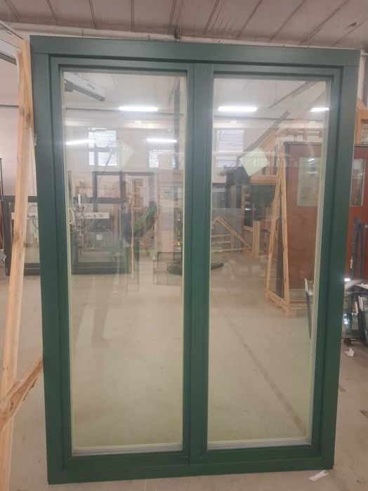 Okno drewniane modrzew, profil 92, 1490xh2130, 3 szyb bez szprosów