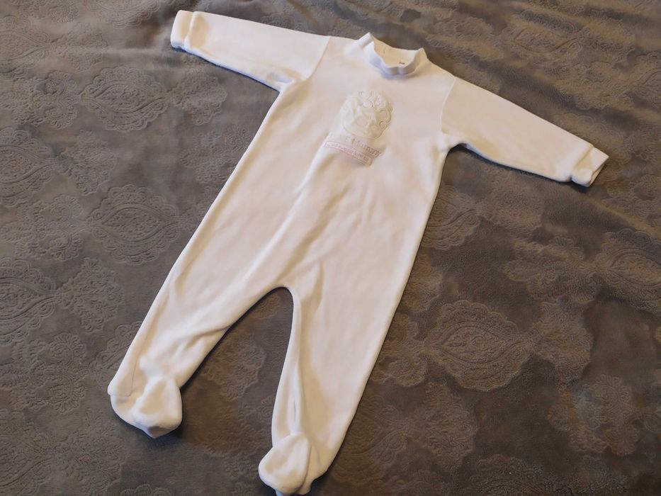 Ciepły pajacyk misie 68 jasny różowy zima zapinany na plecach jak nowy