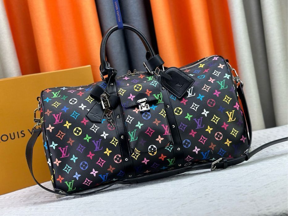 Louis Vuitton keepall 50cm мужская сумка унисекс черная оригинал кожа
