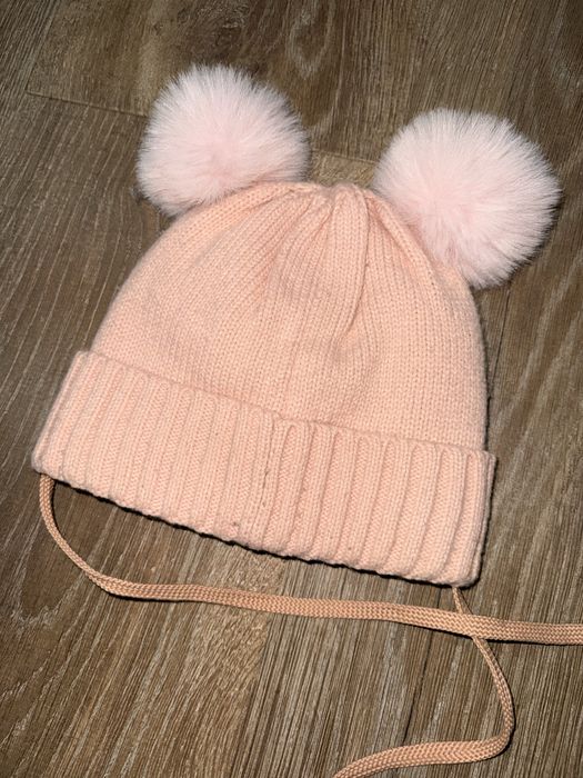 Теплая зимняя шапка на девочку 2-3 г 92-98 см на меху-травке