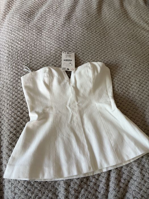 Lniany top gorsetowy ZARA