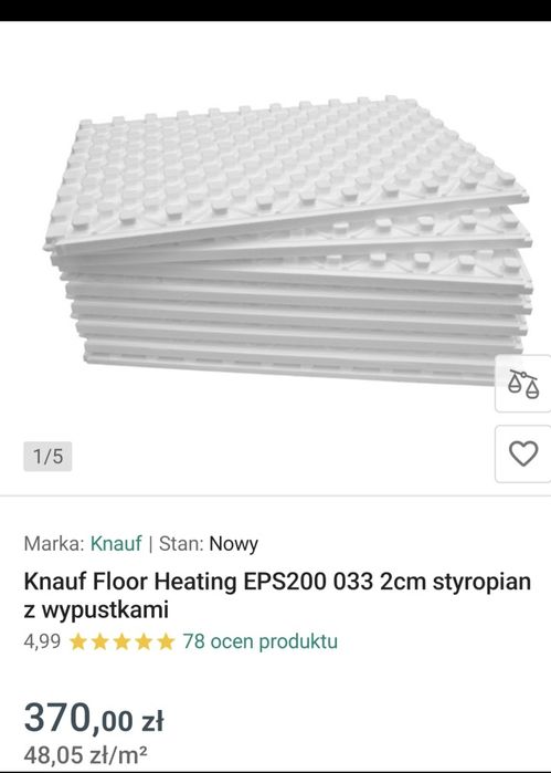 Styropian pod ogrzewanie podłogowe, podkład pod ogrzewanie podłogowe  7.5m2