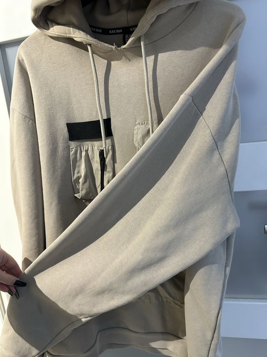 Beżowa bluza z kieszeniami, cargo, black squad, new yorker, streetwear