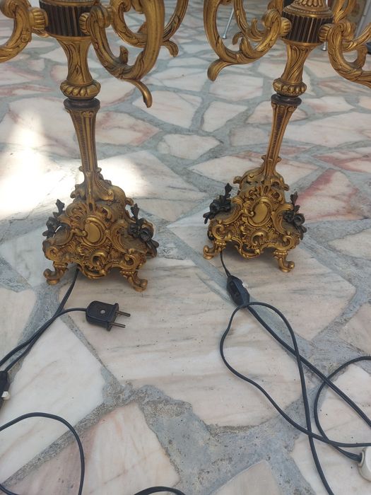 Candeeiros de mesa estilo candelabro 5 lâmpadas
