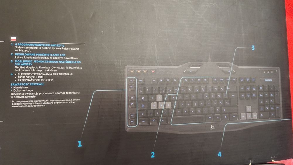 Podswietlana klawiatura gamingowa Logitech G105  programowalne klawisz
