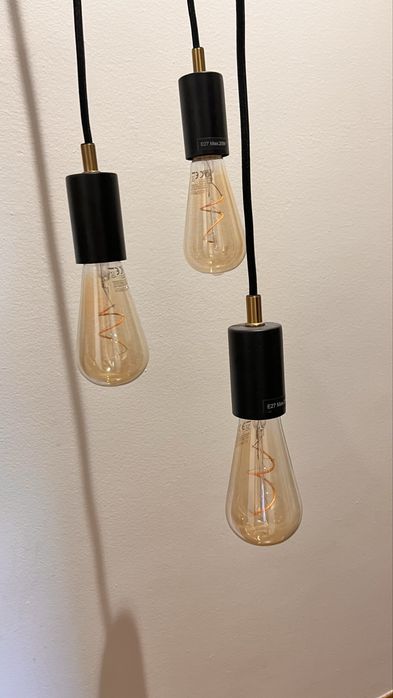 Candeeiro de Teto Estilo Industrial JYSK + 3 Lâmpadas Filamento
