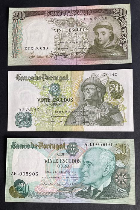 Notas 100 e 20 Escudos novas - não circuladas