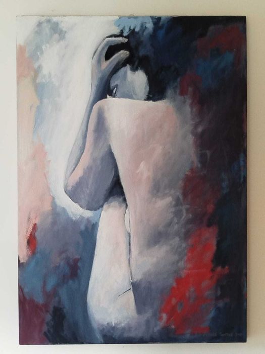 Pintura a óleo sobre tela "Nú sentado"