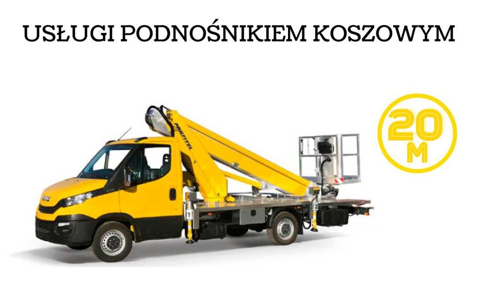 wycinka drzew podnosnik koszowy zwyżka wynajem z operatorem podnośnik 20m