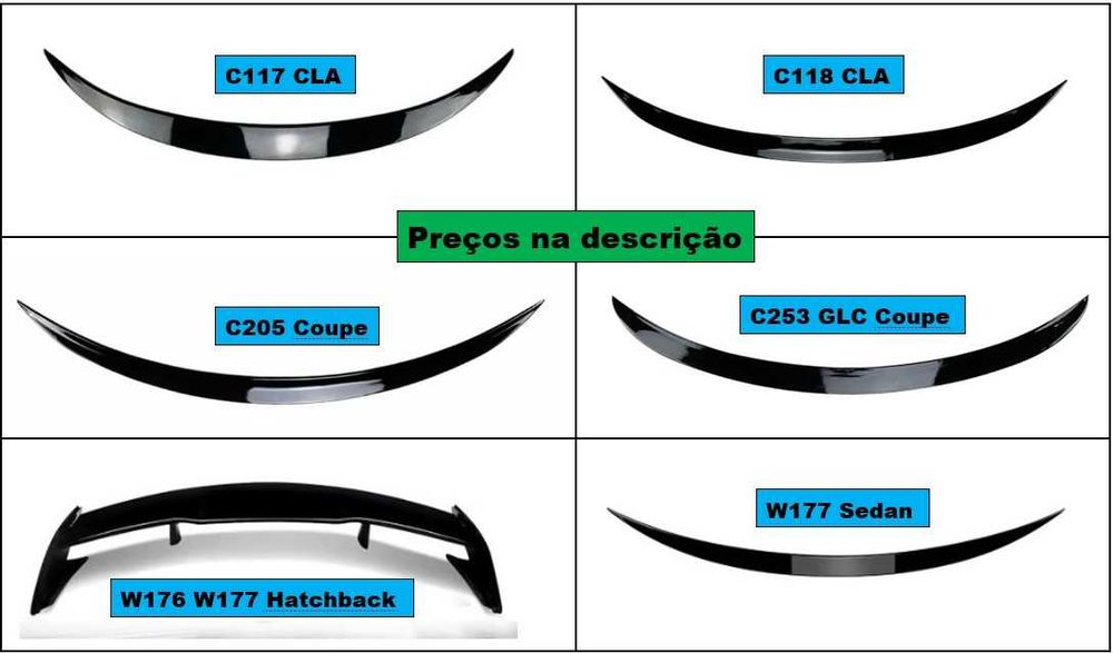 Spoiler aileron lip mala AMG Style Mercedes classe A W176 W177 CLA C117 C118 C205 GLS Coupe C253 a partir de €45,00