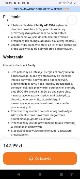 Inhalator dla dzieci Sanity