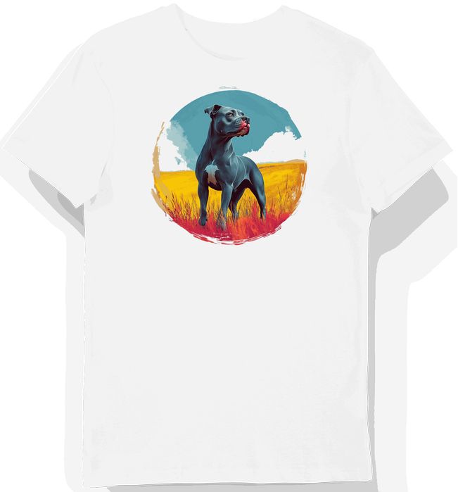 Koszulka męska biała z motywem umięśnionego pitbulla w polu L