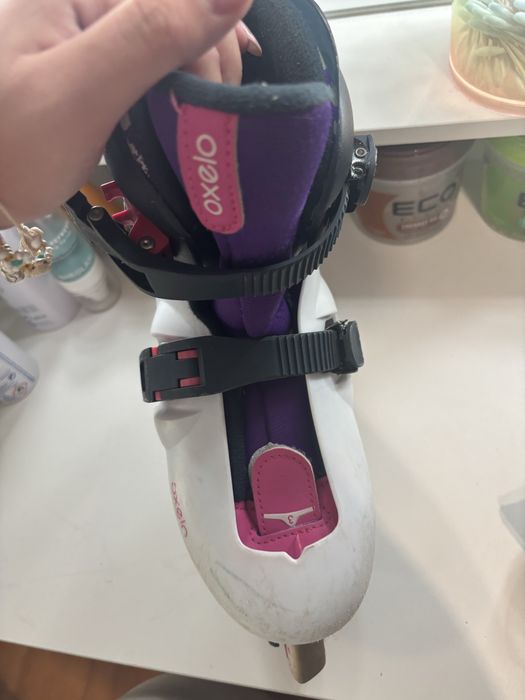 Patins Oxelo Decathlon ajustáveis criança – rosa/branco