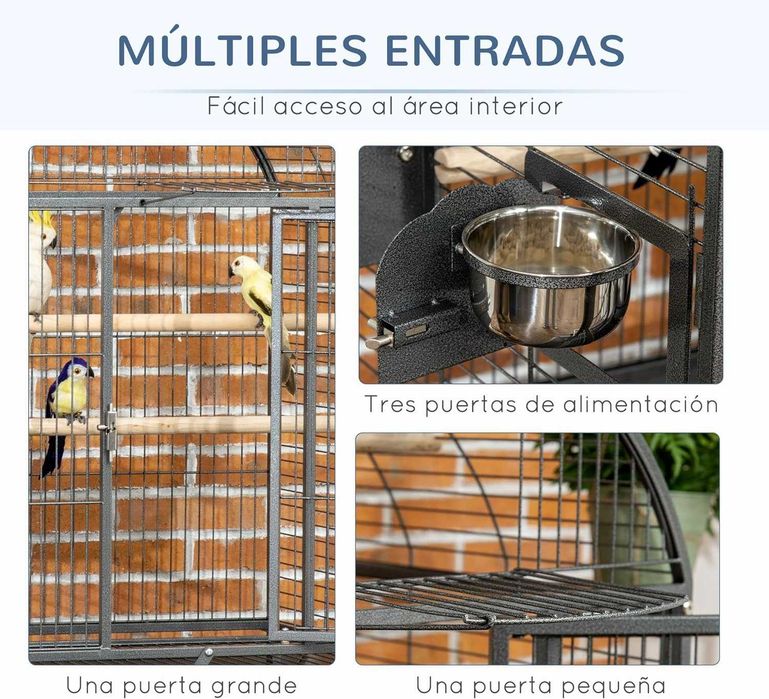 PORTES GRÁTIS - Gaiola para AVES, com rodas, 80x76,5x168cm