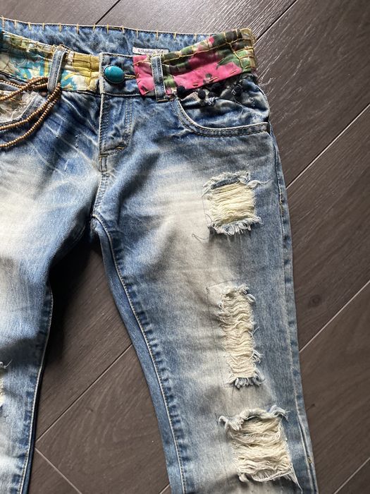 Desigual spodnie jeansowe jeans jeansy patchwork 36 jak nowe