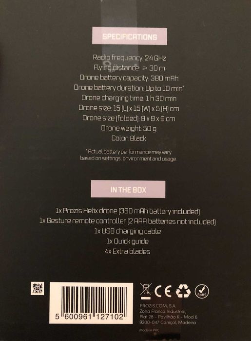 Helix - Drone Dobrável com Controlo por Gestos - Prozis64739561830530123