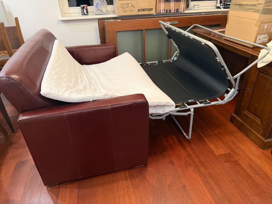 Sofa skórzana rozkładana z funkcją spania