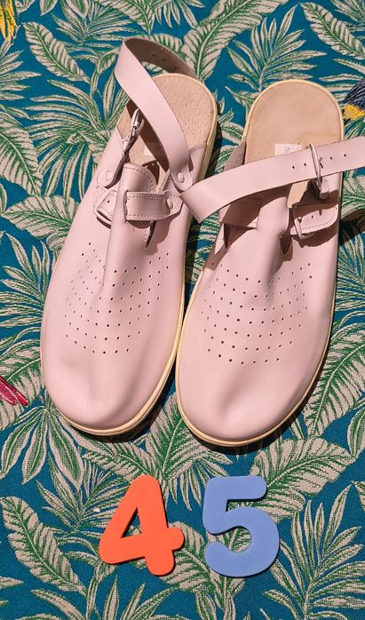 Klapki medyczne Adria ze skórzaną wkładką roz. 45