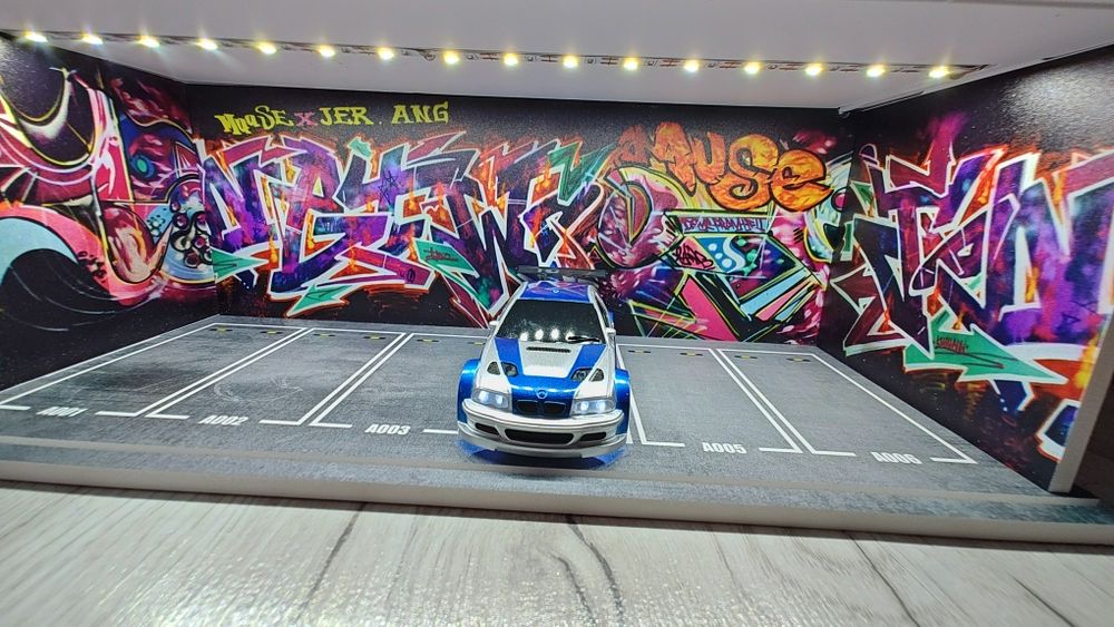 Scena Garaż parking dla modeli i aut RC kolekcja gablota LED USB preze