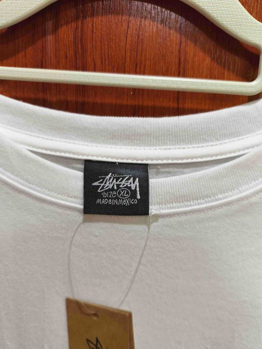 Stussy Męska Biała Koszulka z Nadrukiem Rozmiar XL