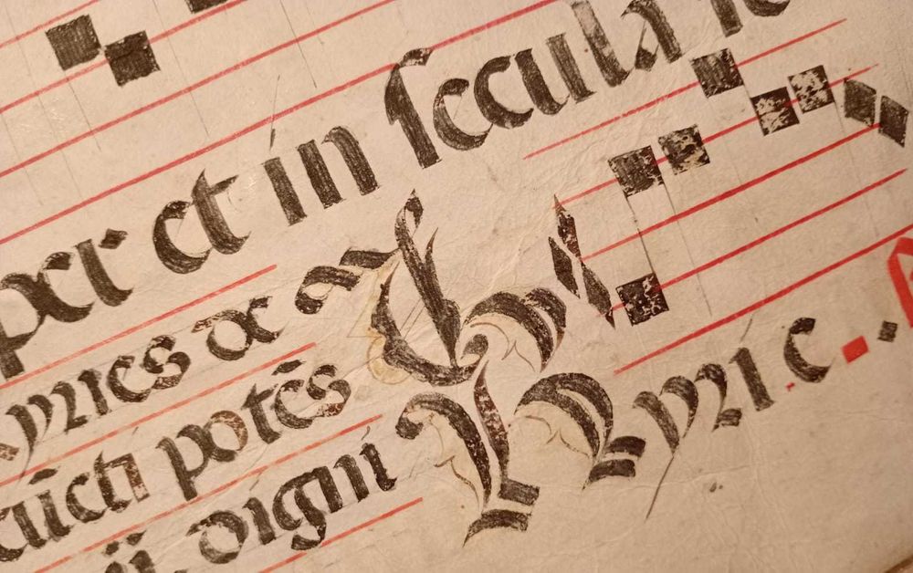 Stary Manuskrypt Folio ok. 1490 Graduał Średniowieczny - Karta